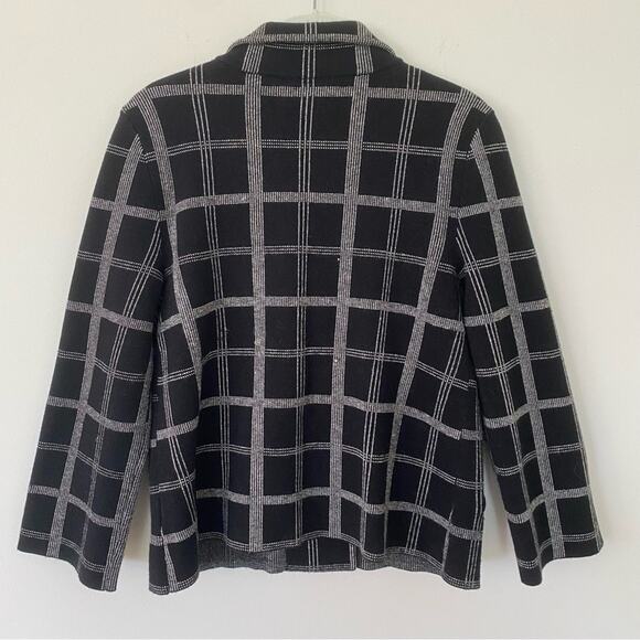 Moth by Anthropologie Knit Sweater Blazer Windowpane Black White S Office Career - Picture 6 of 10